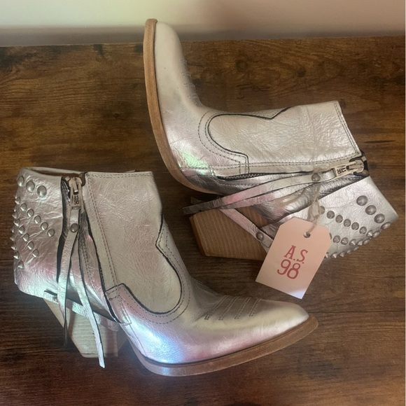 A.S.98 Women's Broderick Bootie In Silver Size 38 7.5 8 New NWT - Picture 5 of 16